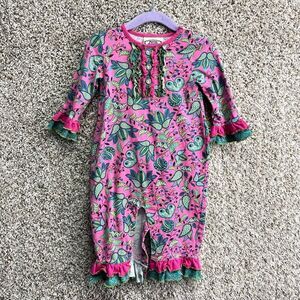 Flit & Flitter Jumpsuit Baby 12M Floral Print Long Sleeve One Piece Romper